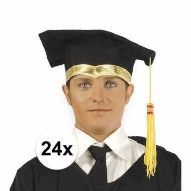 24x luxe afstudeerpet / geslaagd hoedje met gouden details