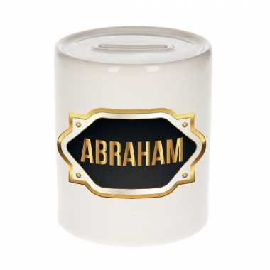 Abraham naam / voornaam kado spaarpot met embleem
