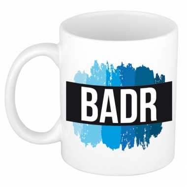 Badr naam / voornaam kado beker / mok verfstrepen - gepersonaliseerde mok met naam