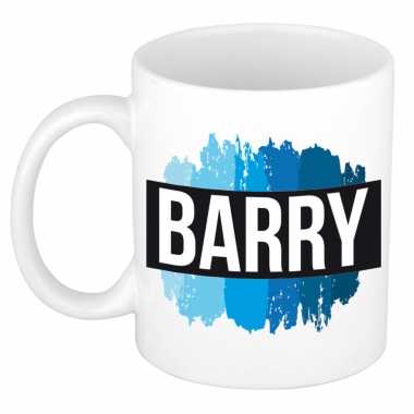 Barry naam / voornaam kado beker / mok verfstrepen - gepersonaliseerde mok met naam