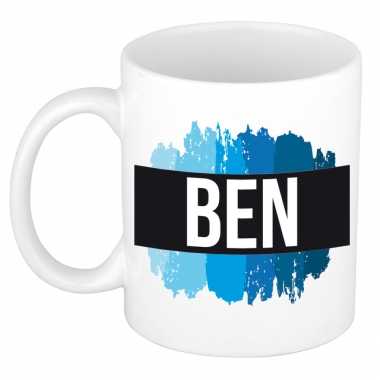 Ben naam / voornaam kado beker / mok verfstrepen - gepersonaliseerde mok met naam