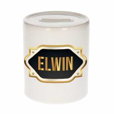 Elwin naam / voornaam kado spaarpot met embleem