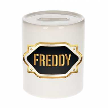 Freddy naam / voornaam kado spaarpot met embleem