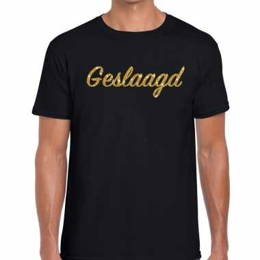 Geslaagd gouden letters fun t-shirt zwart voor heren