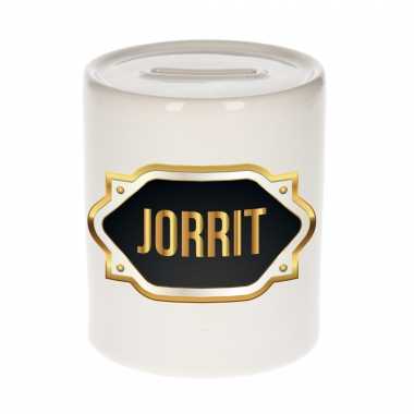 Jorrit naam / voornaam kado spaarpot met embleem