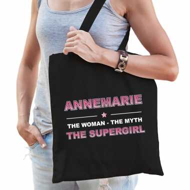 Naam annemarie the women, the myth the supergirl tasje zwart - cadeau boodschappentasje
