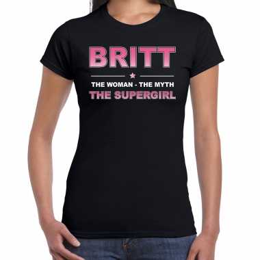 Naam britt the women, the myth the supergirl shirt zwart cadeau shirt