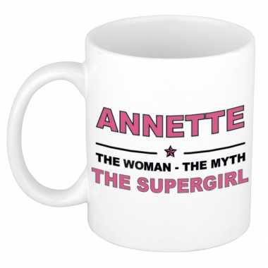 Naam cadeau mok/ beker annette the woman, the myth the supergirl 300 ml