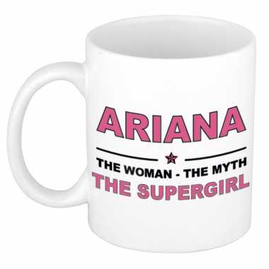 Naam cadeau mok/ beker ariana the woman, the myth the supergirl 300 ml