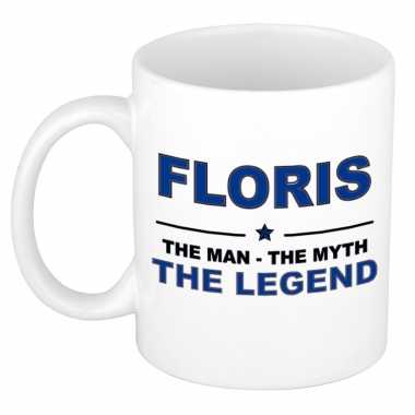 Naam cadeau mok/ beker floris the man, the myth the legend 300 ml