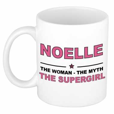 Naam cadeau mok/ beker noelle the woman, the myth the supergirl 300 ml