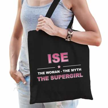 Naam ise the women, the myth the supergirl tasje zwart - cadeau boodschappentasje
