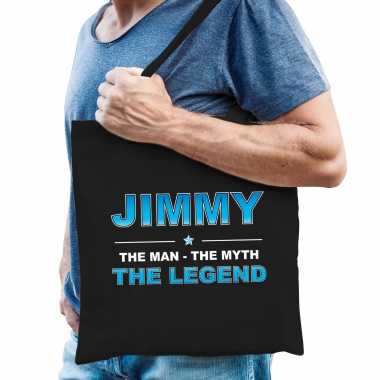 Naam jimmy the man, the myth the legend tasje zwart - cadeau boodschappentasje