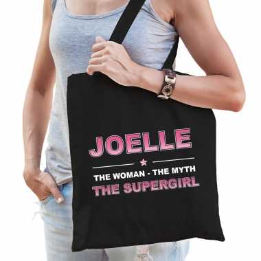 Naam joelle the women, the myth the supergirl tasje zwart - cadeau boodschappentasje