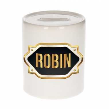 Robin naam / voornaam kado spaarpot met embleem