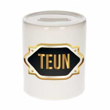 Teun naam / voornaam kado spaarpot met embleem