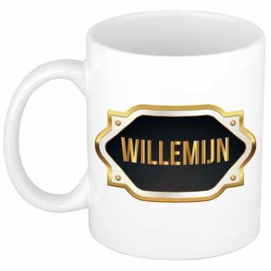 Willemijn naam / voornaam kado beker / mok met goudkleurig embleem