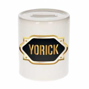 Yorick naam / voornaam kado spaarpot met embleem