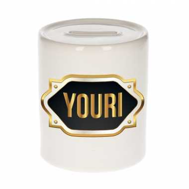 Youri naam / voornaam kado spaarpot met embleem