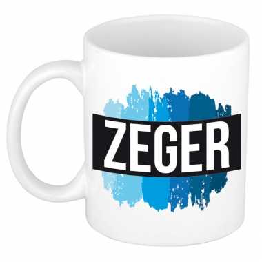 Zeger naam / voornaam kado beker / mok verfstrepen - gepersonaliseerde mok met naam