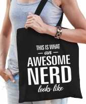 Awesome nerd cadeau tas zwart voor dames