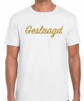 Geslaagd gouden letters fun t-shirt wit voor heren