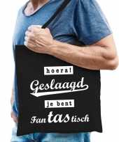 Hoera geslaagd cadeau tas zwart katoen