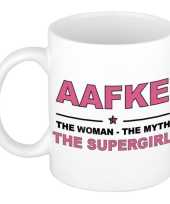 Naam cadeau mok beker aafke the woman the myth the supergirl 300 ml
