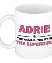 Naam cadeau mok beker adrie the woman the myth the supergirl 300 ml