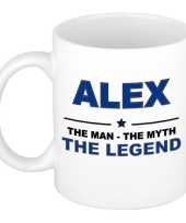 Naam cadeau mok beker alex the man the myth the legend 300 ml