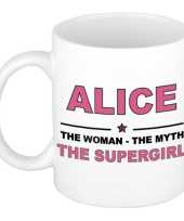 Naam cadeau mok beker alice the woman the myth the supergirl 300 ml