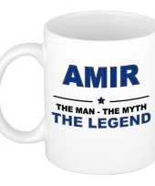 Naam cadeau mok beker amir the man the myth the legend 300 ml