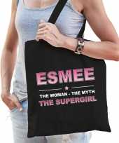 Naam esmee the women the myth the supergirl tasje zwart cadeau boodschappentasje