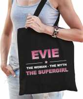 Naam evie the women the myth the supergirl tasje zwart cadeau boodschappentasje