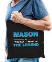 Naam mason the man the myth the legend tasje zwart cadeau boodschappentasje